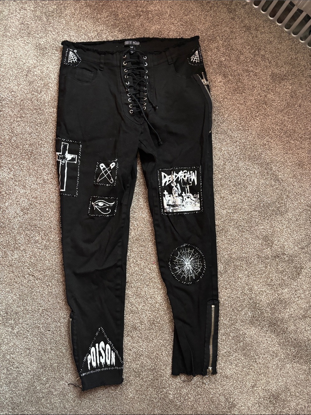 Current Mood Black Patchwork Lace-Up Cargo Pants